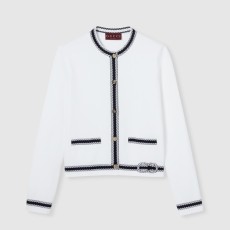 구찌 인타르시아가 있는 코튼 스티치 가디건