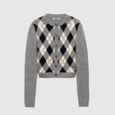 프라다 아가일 니트 캐시미어 가디건