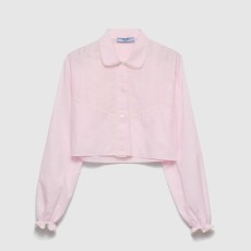 프라다 자수 크롭 바티스트 셔츠