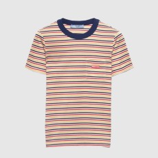 프라다 스트라이프 라일 코튼 티셔츠