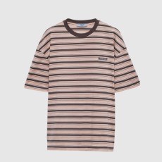 프라다 스트라이프 리슬 코튼 티셔츠