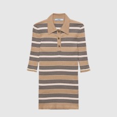 프라다 스트라이프 코튼 폴로 셔츠