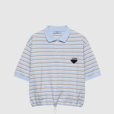 프라다 크롭 스트라이프 폴로 셔츠