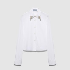 프라다 자수 포플린 셔츠