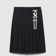 프라다 플리츠 개버딘 미디스커트