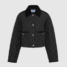 프라다 로고 쇼트 코트