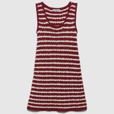 프라다 코튼 크로셰 미니 드레스