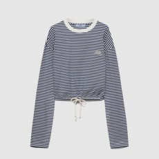 프라다 긴소매 스트라이프 티셔츠