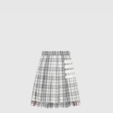 톰브라운 로고 체크 스커트